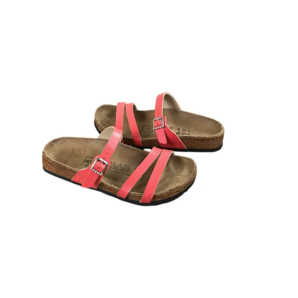 BIRKI'S Leather Strapy Sandal L6/M4 Coral Everyday Resort Coastal Made In German